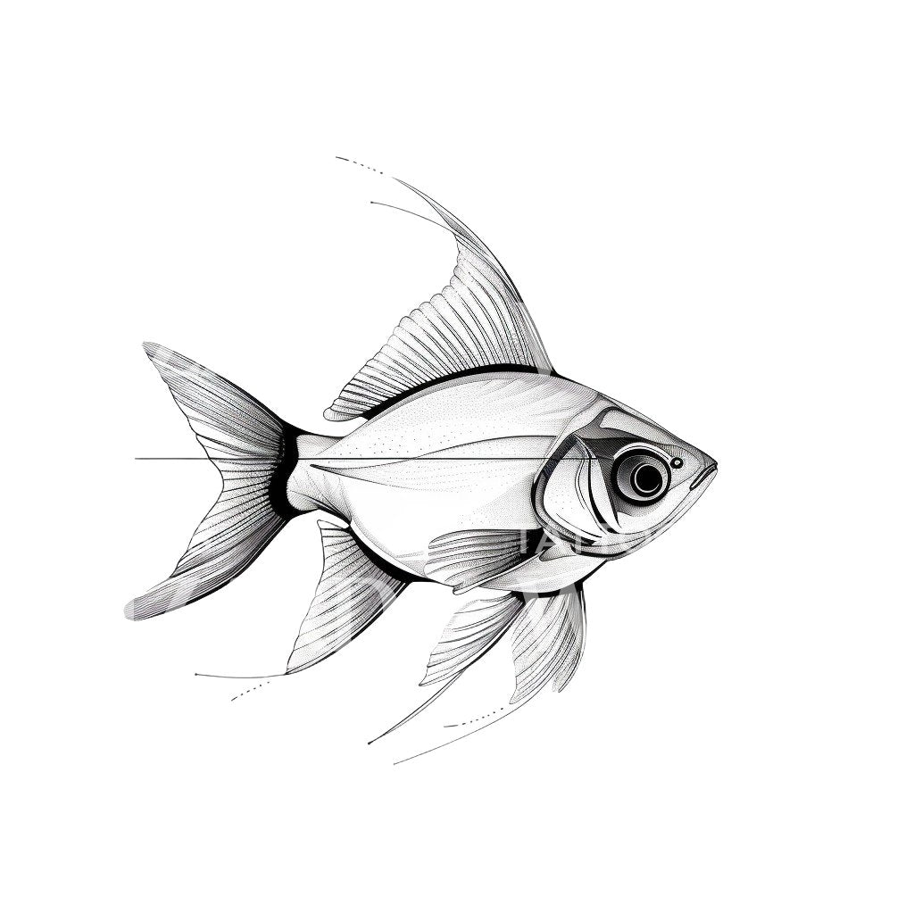 Conception de tatouage de poisson noir et gris