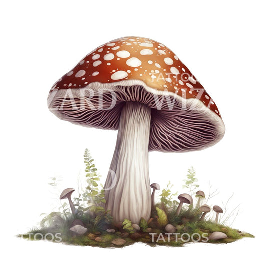 big Mushroom Tattoo Design
