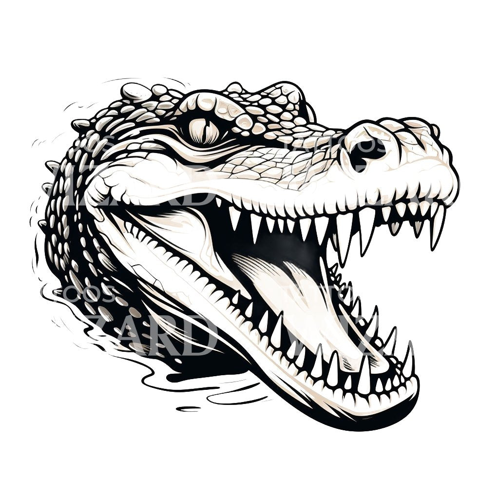 Conception de tatouage de crocodile à l’ancienne