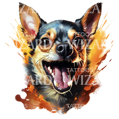 Fierce Chihuahua New School Tattoo Design