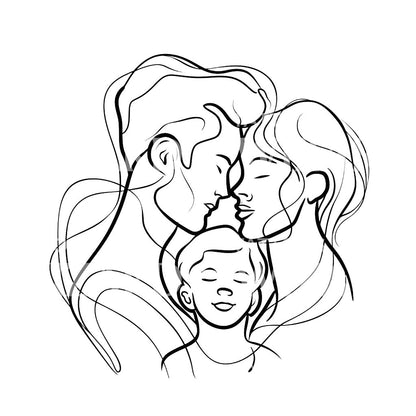 Happy Family Minimalist Tattoo Design