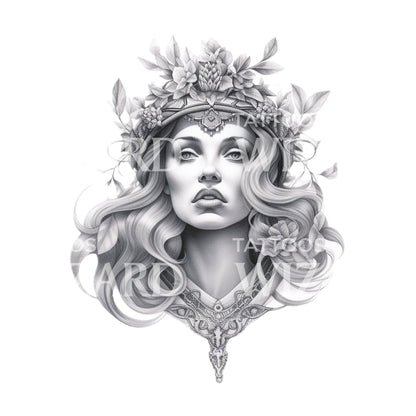 Greek Goddess Bust Tattoo Design