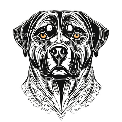 Rottweiler Dog Head Tattoo Design
