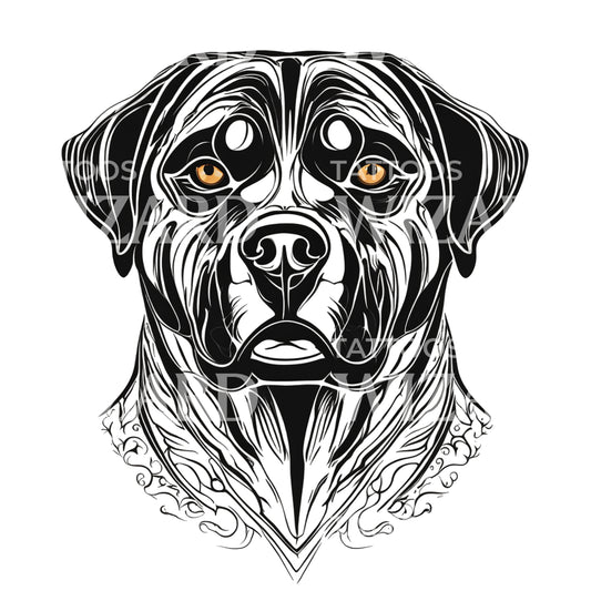 Rottweiler Hundekopf Tattoo Design