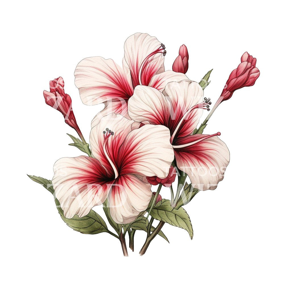 Botanical Ibiscus Tattoo Design