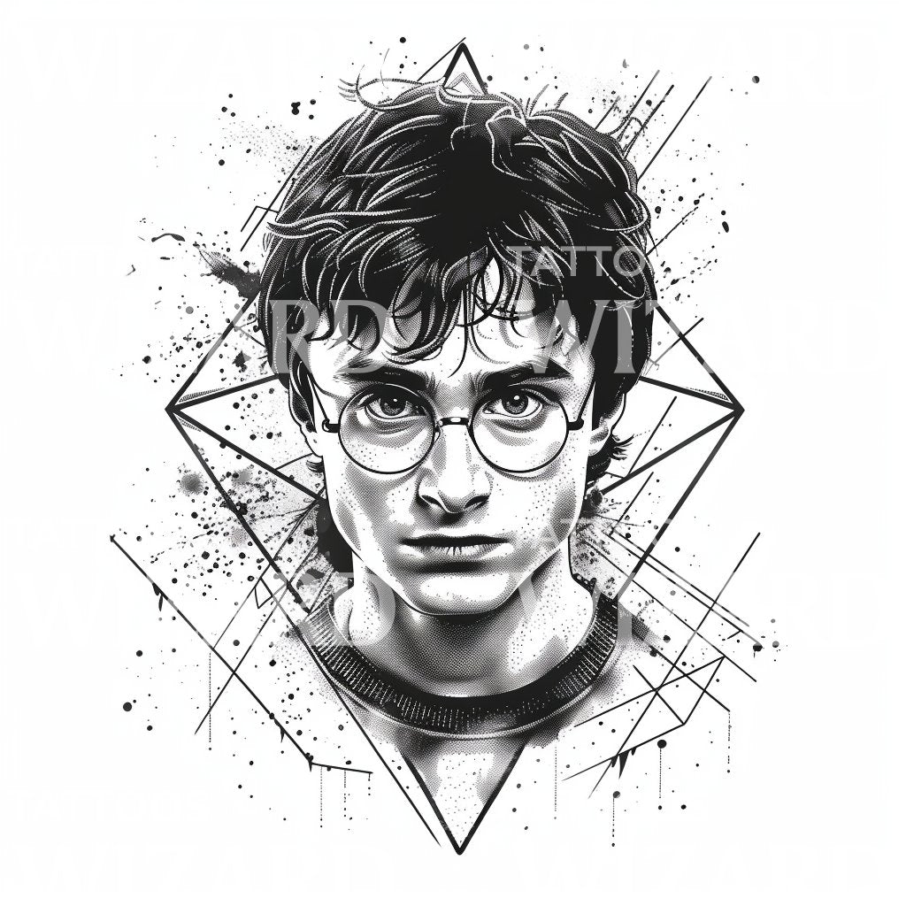 Conception de tatouage de portrait de Harry Potter