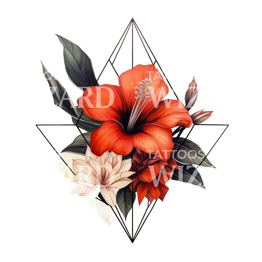 AA_Halfsleeve Hibiscus Flower Tattoo Design – Tattoos Wizard Designs
