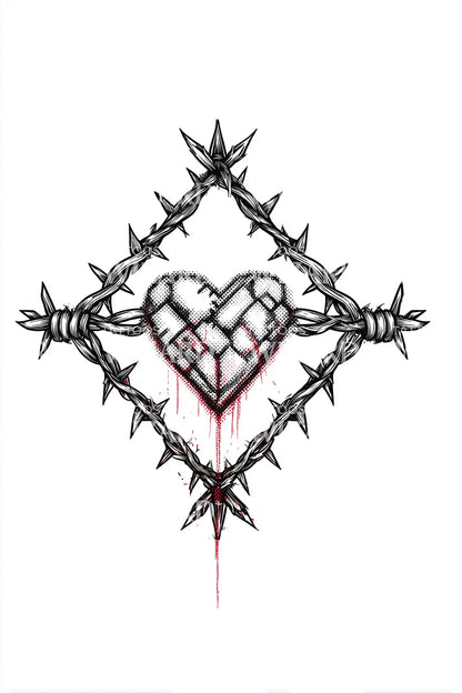 Sacred Barbed Heart Emblem Tattoo Design