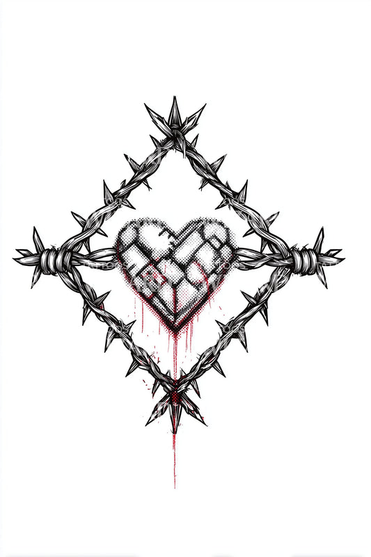 Sacred Barbed Heart Emblem Tattoo Design