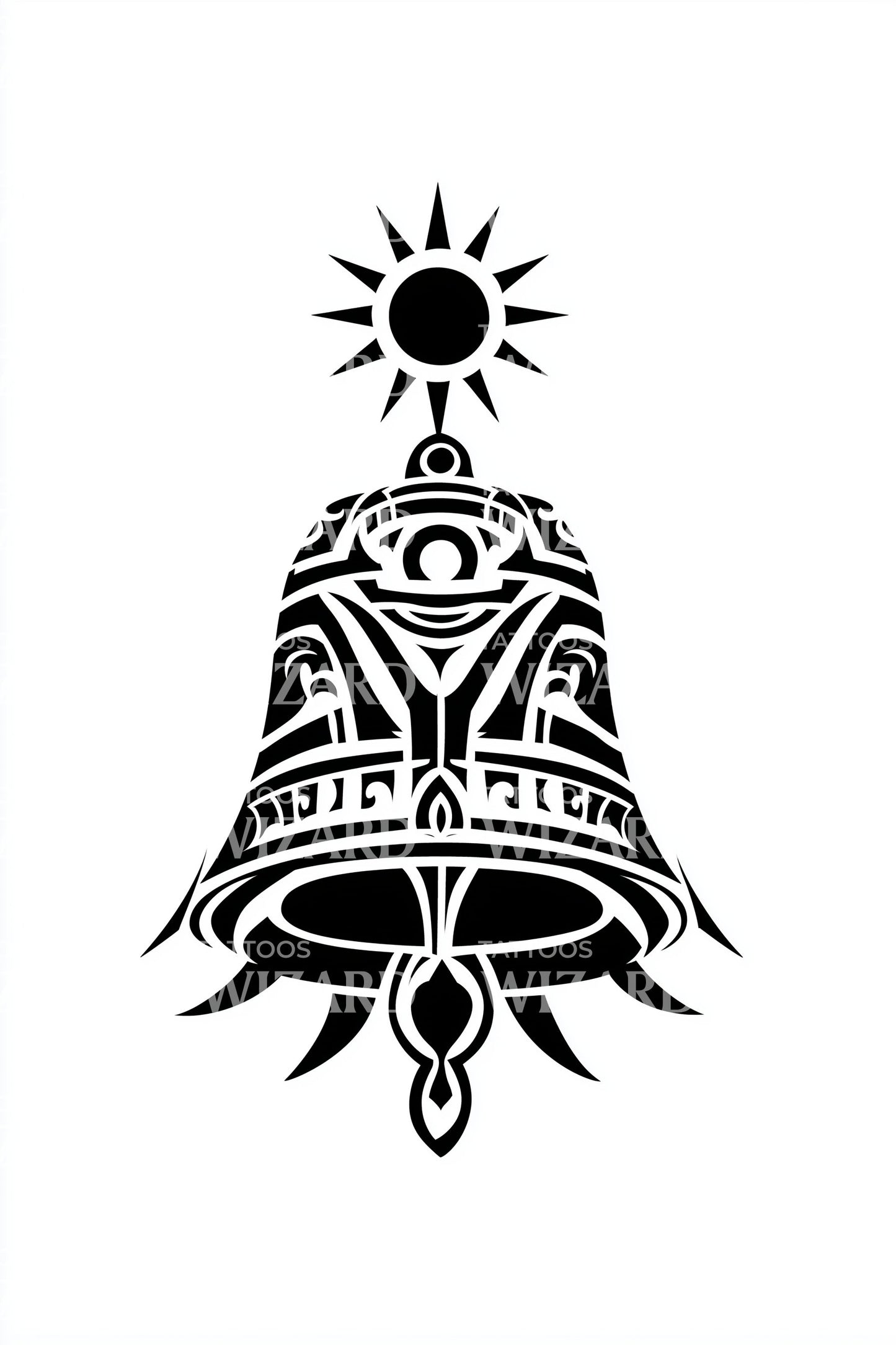 Sacred Bell Sun Tattoo Design
