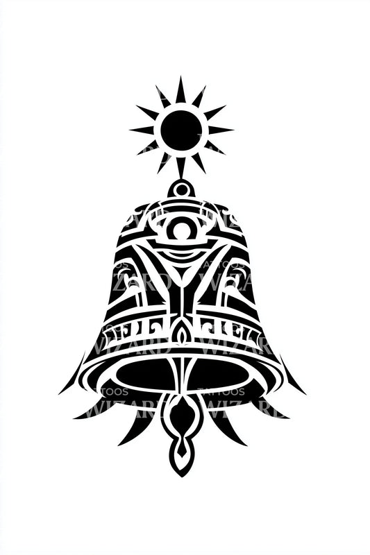 Sacred Bell Sun Tattoo Design