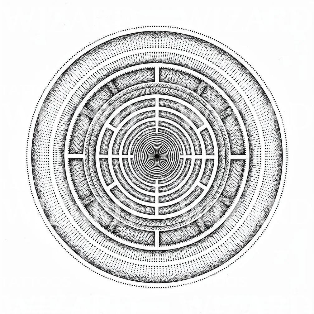 Heilig Cirkelvormig Doolhof Tattoo-Ontwerp
