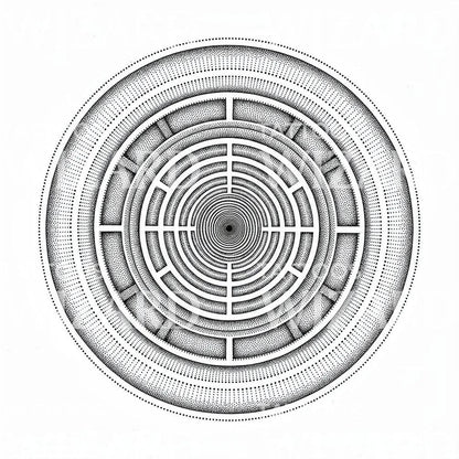 Heilig Cirkelvormig Doolhof Tattoo-Ontwerp
