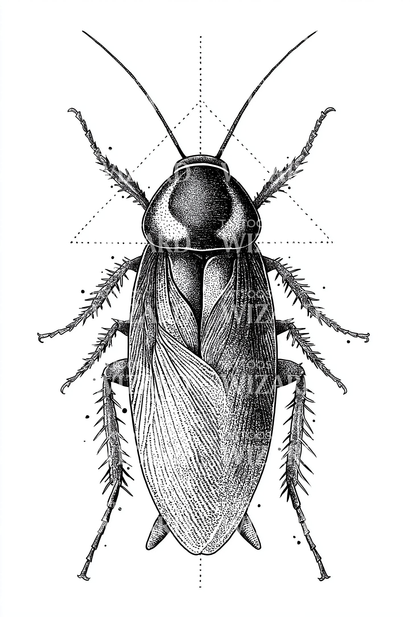 Sacred Cockroach Diagram Tattoo Design