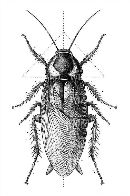 Sacred Cockroach Diagram Tattoo Design
