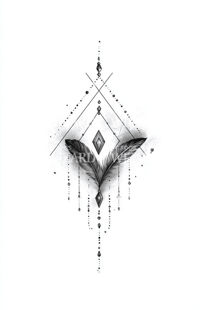 Sacred Diamond Linework Tattoo Design