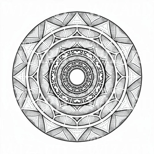 Design de tatuagem mandala sagrada em dotwork
