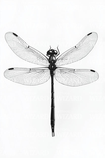 Design del tatuaggio simmetrico della libellula sacra