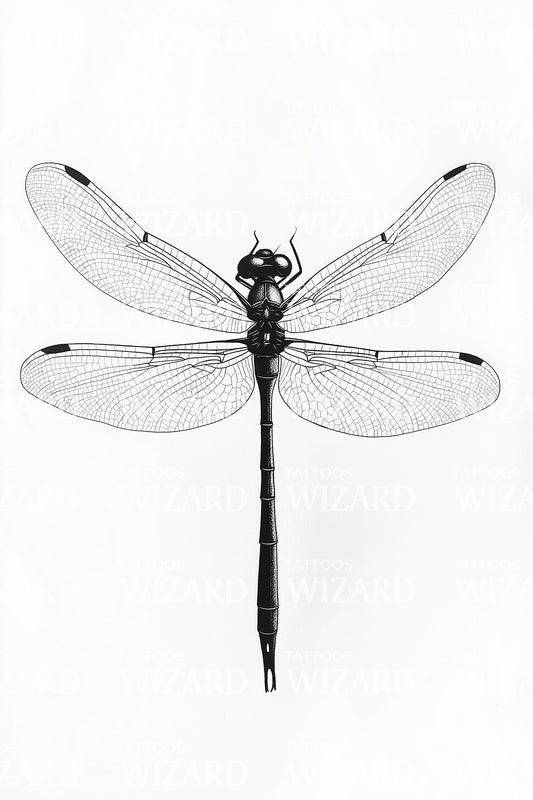 Design del tatuaggio simmetrico della libellula sacra