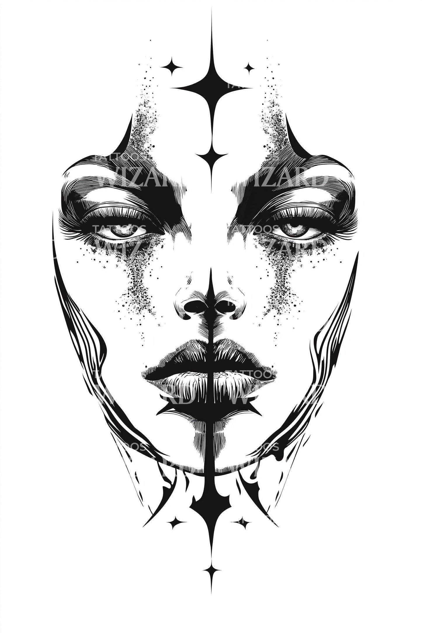 Diseño de Tatuaje de Simetría Femenina Sagrada