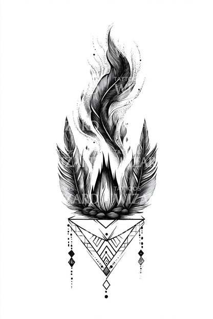 Sacred Flame Feathers Tattoo Design