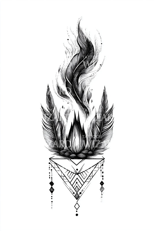 Sacred Flame Feathers Tattoo Design
