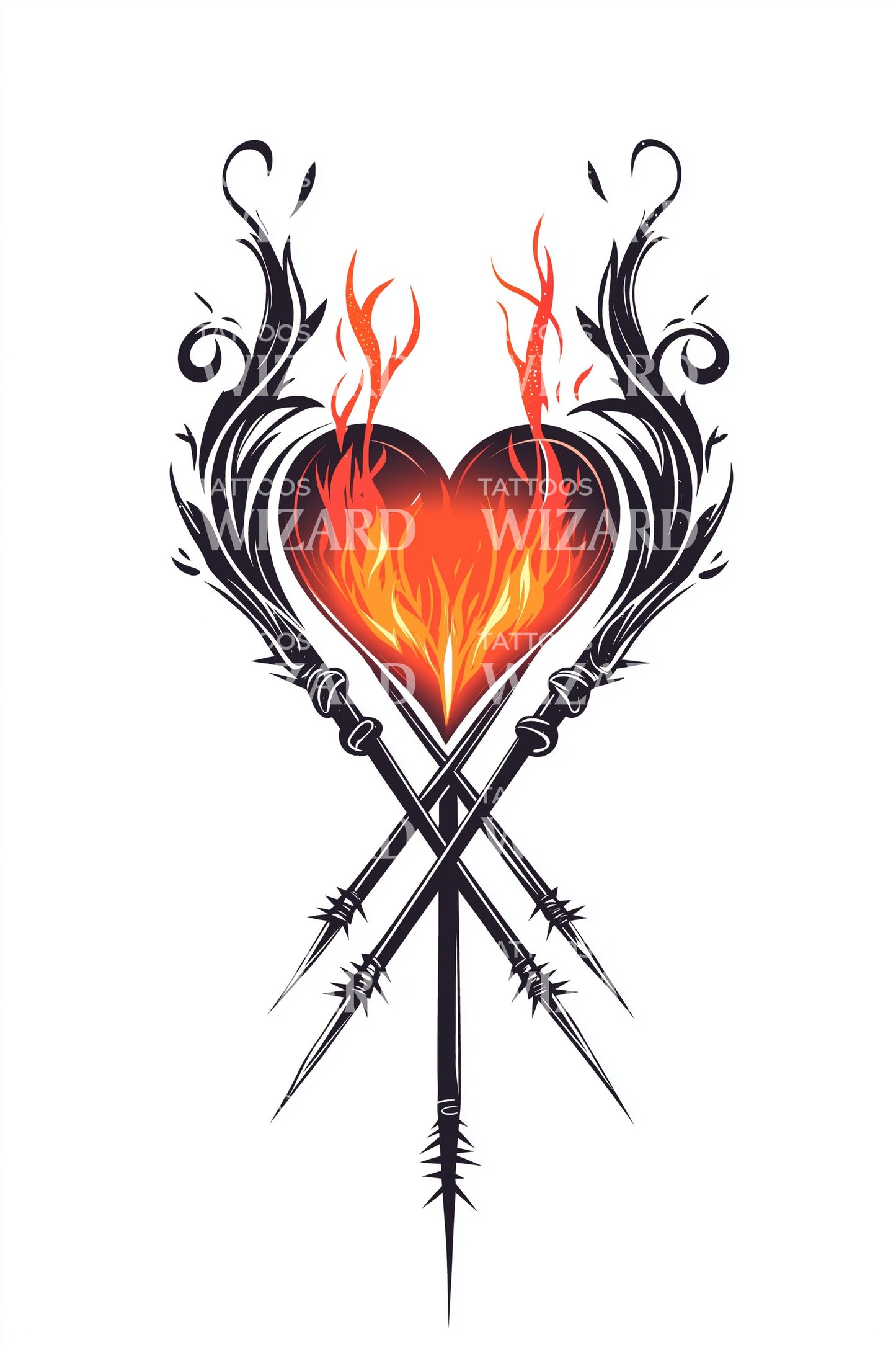 Sacred Flame Heart Tattoo Design