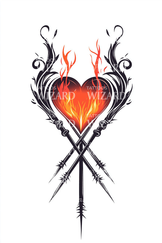 Sacred Flame Heart Tattoo Design