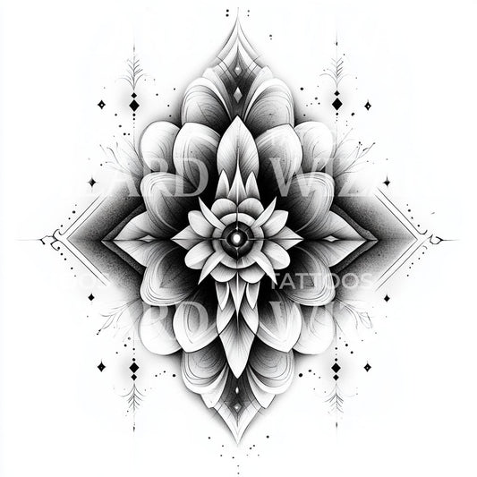 神圣花卉几何纹身创意