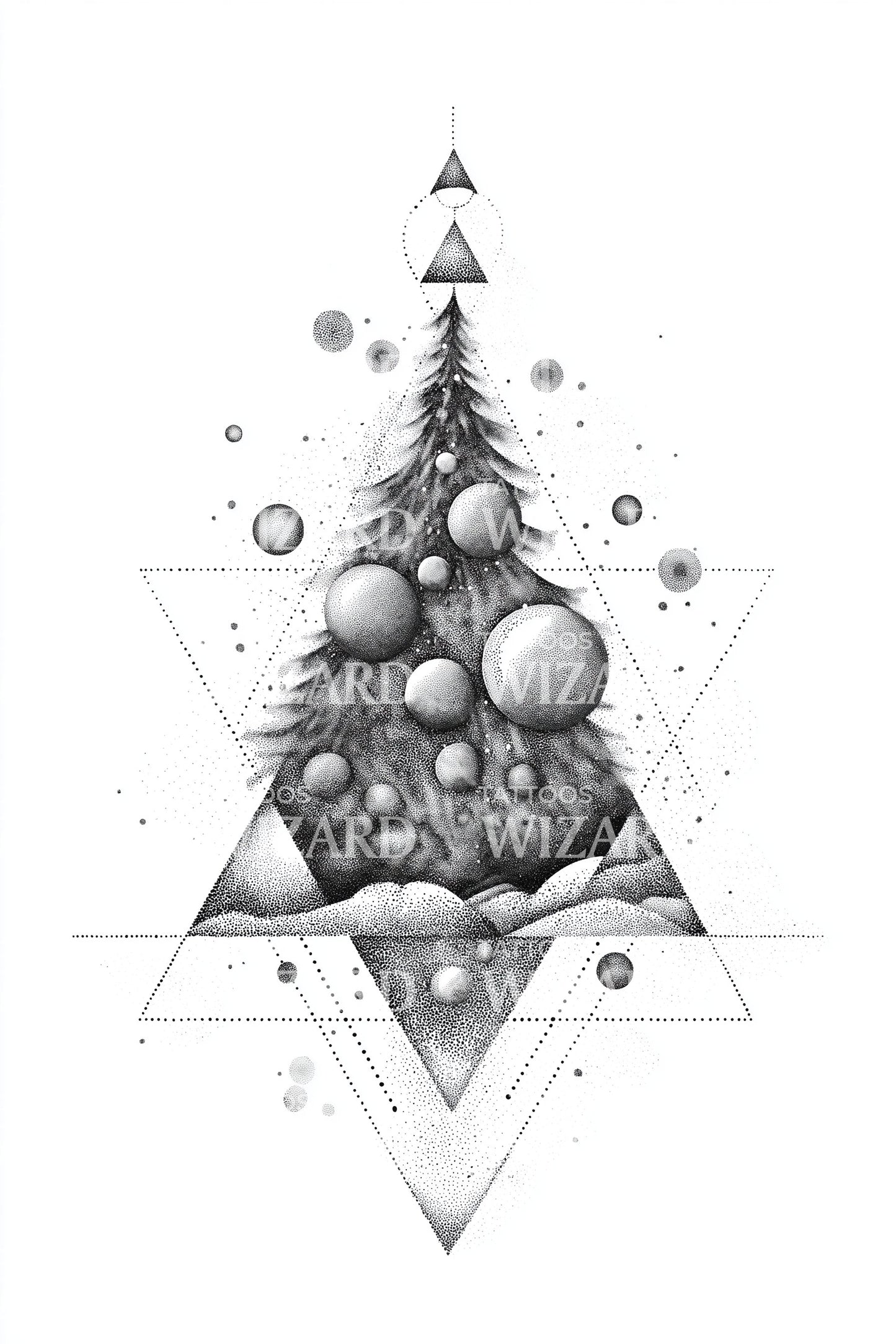 Sacred Geometric Christmas Tree Tattoo Design