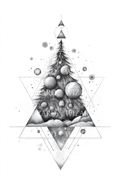 Sacred Geometric Christmas Tree Tattoo Design