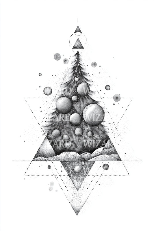 Sacred Geometric Christmas Tree Tattoo Design