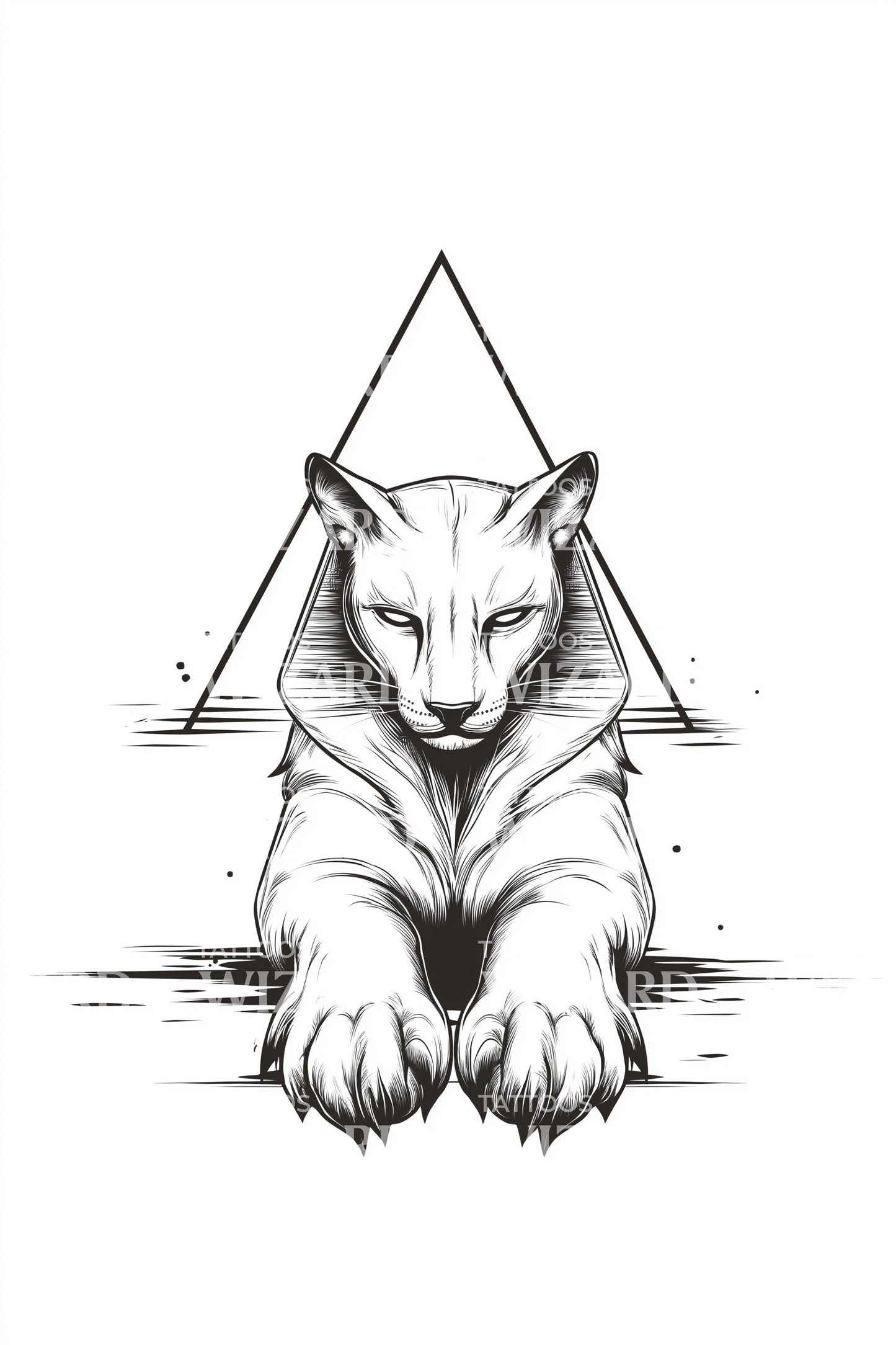 Sacred Geometry Cat Tattoo Design