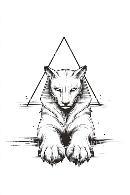 Sacred Geometry Cat Tattoo Design