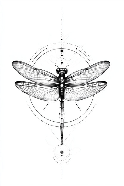 Sacred Geometry Dragonfly Tattoo Design