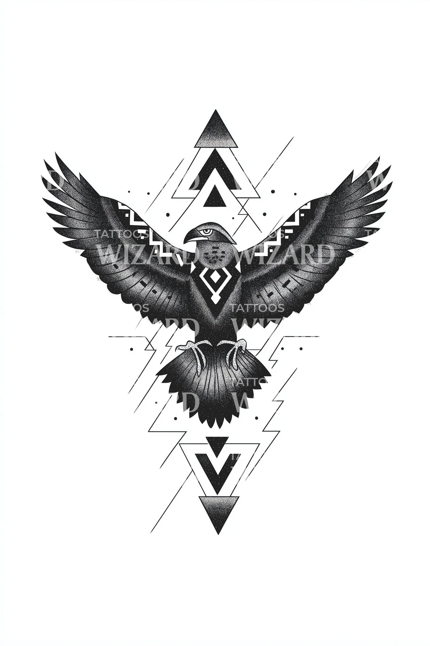 Design del tatuaggio aquila geometria sacra