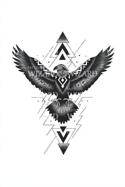 Design del tatuaggio aquila geometria sacra