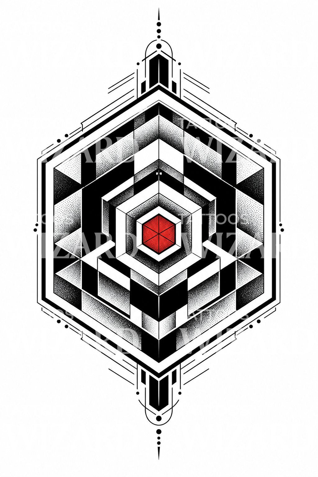 Sacred Geometry Hexagon Tattoo Design