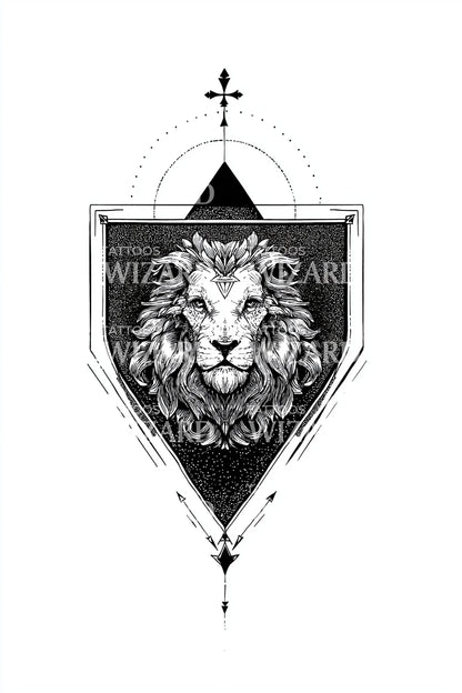 Sacred Geometry Lion Tattoo Design