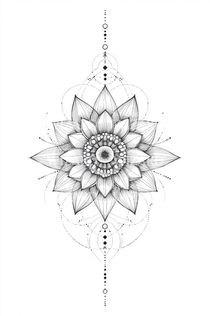 神圣几何莲花纹身设计