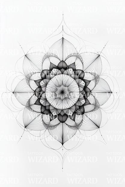 Desenho de Tatuagem Mandala de Geometria Sagrada