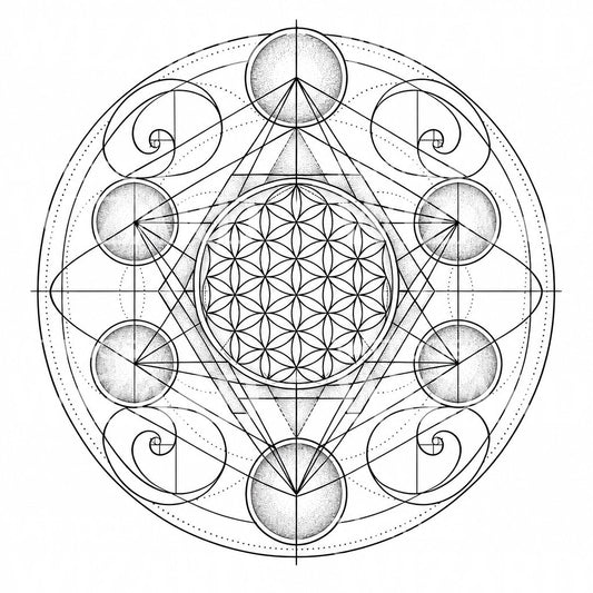 Mandala-tatovering med hellig geometri