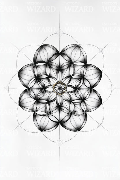 Design de tatouage rosace de géométrie sacrée