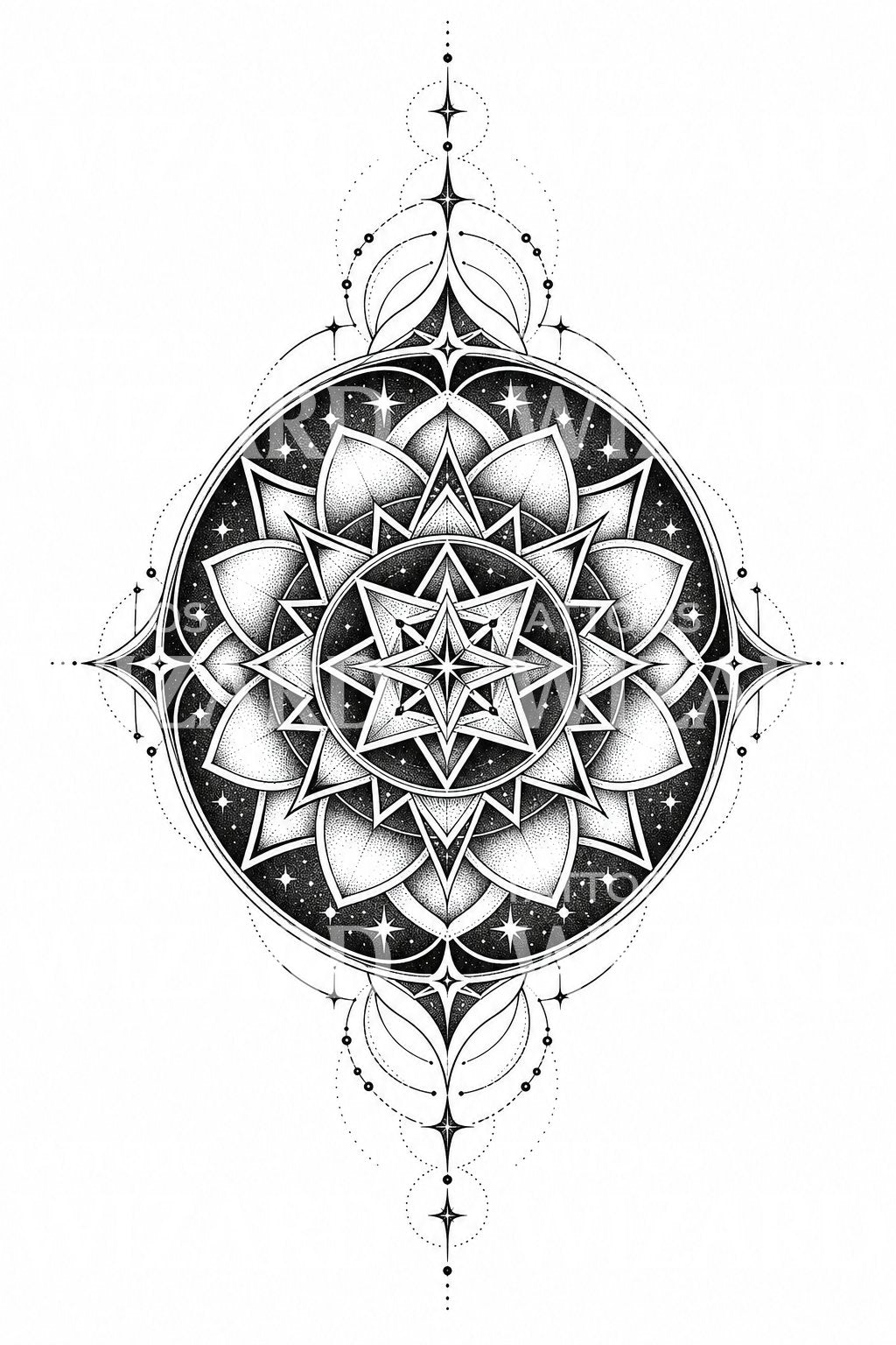 Sacred Geometry Star Mandala Tattoo Design