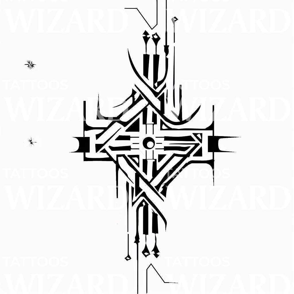 Sacred Glyph Geometric Tattoo Design