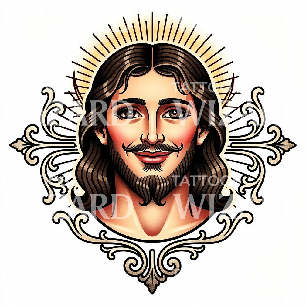 Sacred Halo Portrait Tattoo Design