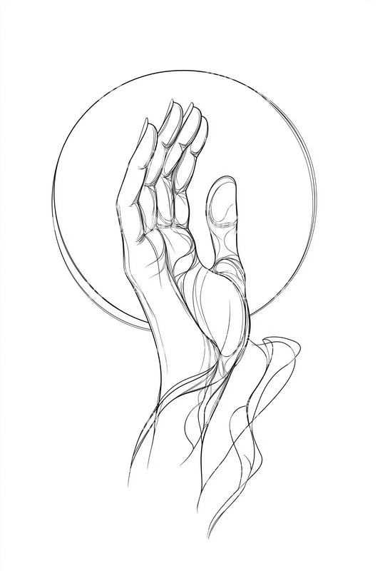 Sacred Hand Linework Tattoo Illustration