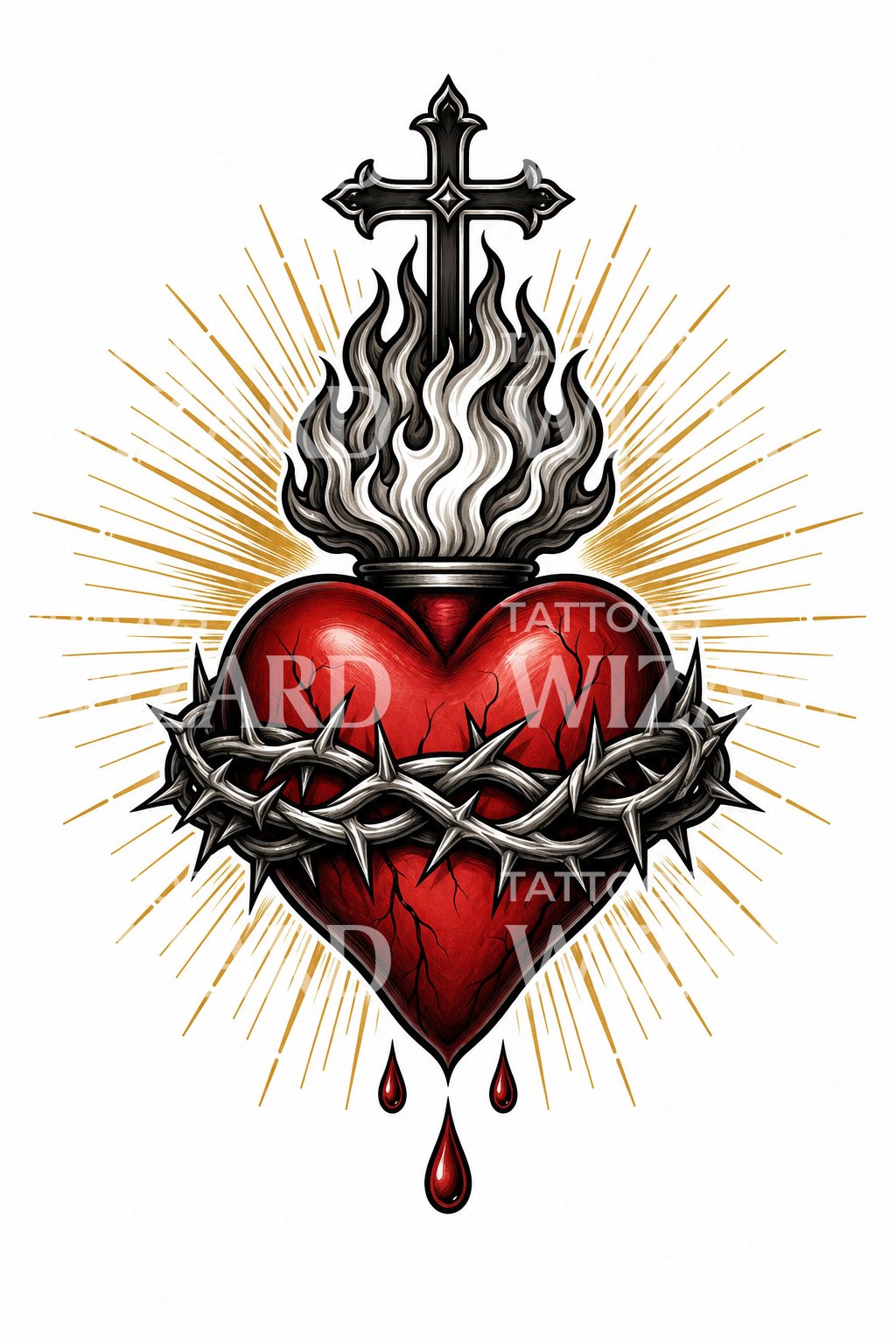 Disegno tattoo Sacro Cuore neo traditional