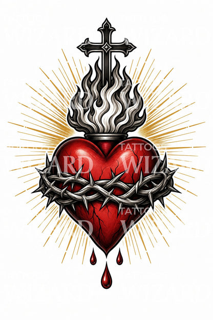 Disegno tattoo Sacro Cuore neo traditional