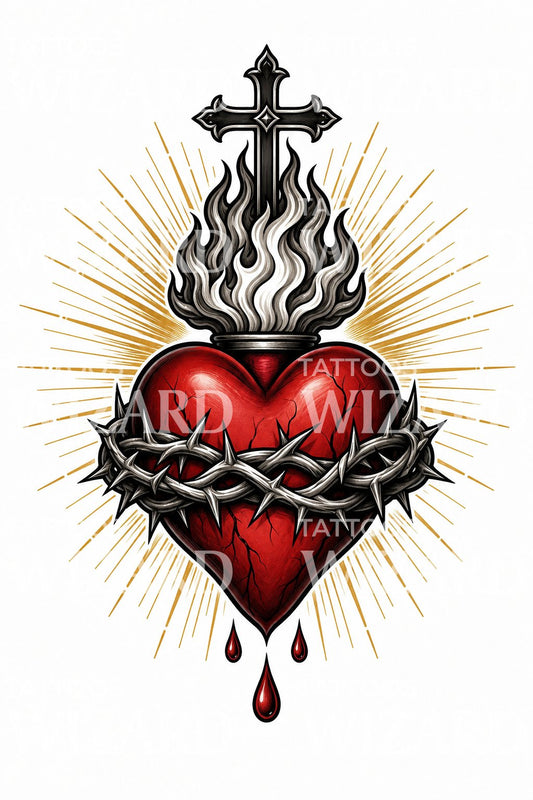Sacred Heart neo traditional tatuointisuunnitelma
